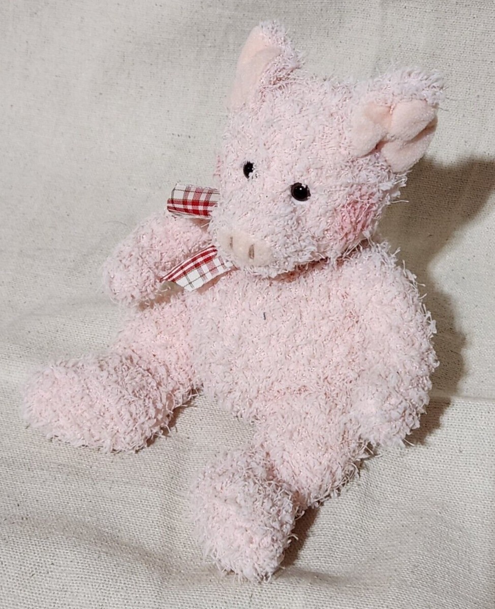 Russ Berrie Pig Pixie Plush Stuffed Animal Fuzzy Pink Piggy with Plaid  Ribbon | eBay