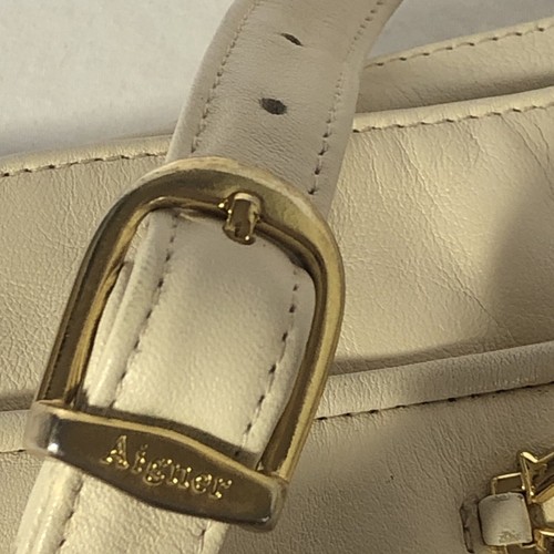 Vintage Etienne Aigner Creme Leder Crossbody Schultertasche Reißverschluss oben Gold Hardware - Bild 8 von 16