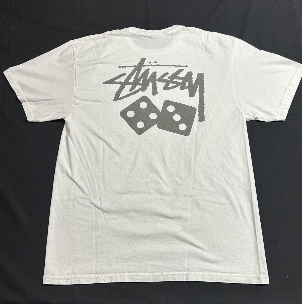 Rare Y2K Stussy Grey Dice T Shirt White Brand New Large | eBay Rare Y2K Stussy Grey Dice T Shirt White Brand New Large | eBay