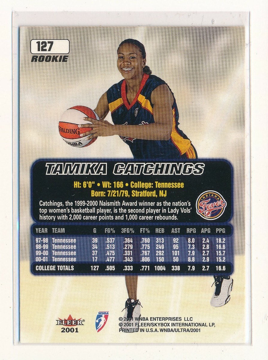 TAMIKA CATCHINGS 2001 ULTRA WNBA #127 ROOKIE RC *INDIANA FEVER
