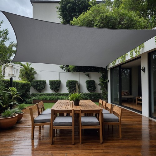 Waterproof SHADE SAIL SUN UV Block Square Triangle Rectangle Grey Canopy - Picture 30 of 47