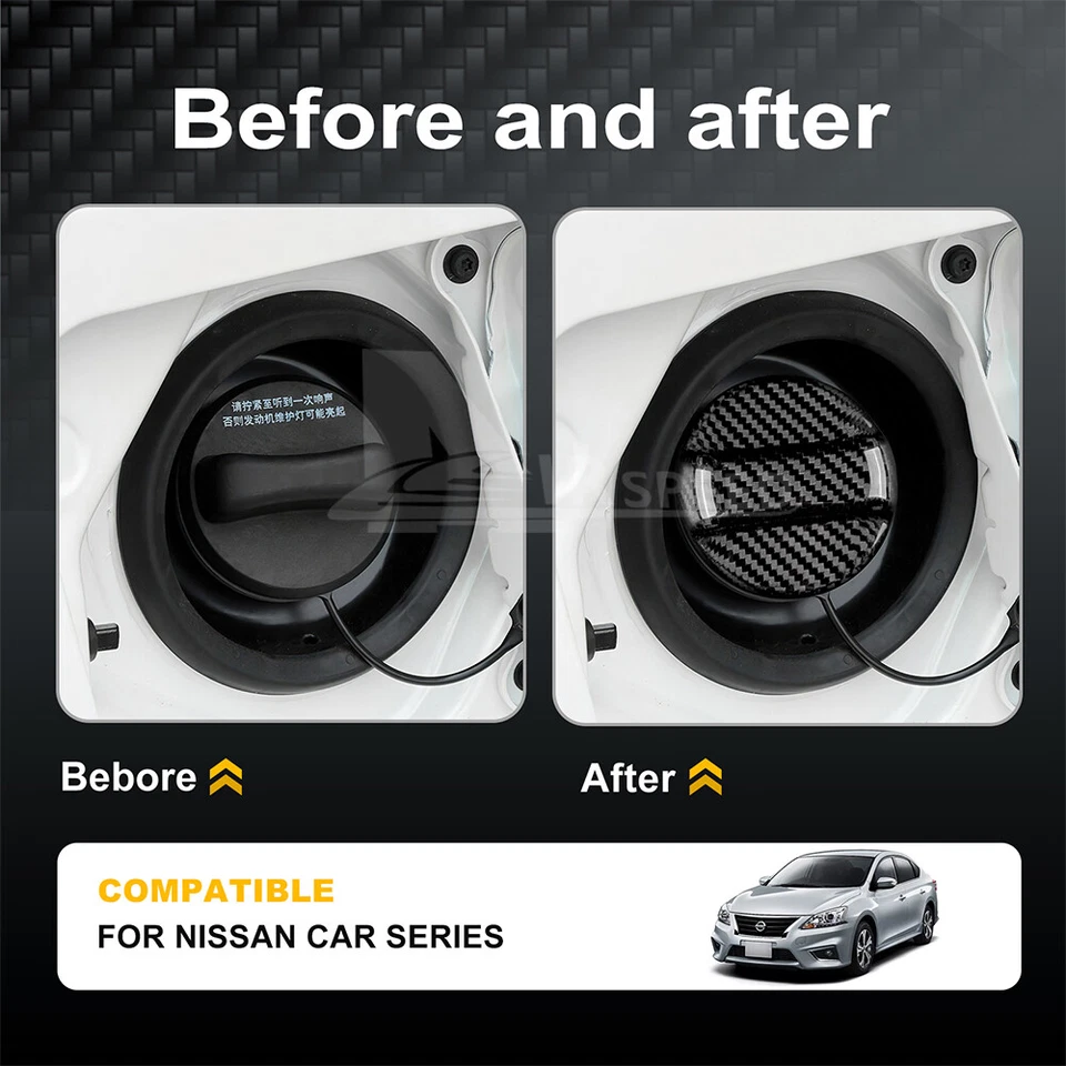 Tampa do tanque de combustível preta fibra de carbono para Nissan Lucino Murano NP300 NV1500 NX - Imagem 3 de 4