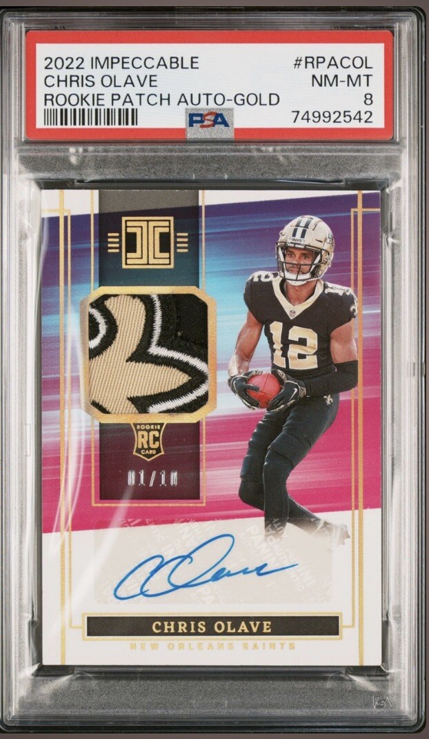 Chris Olave Panini Impeccable Rookie Patch Autographs #RPACOL Gold
