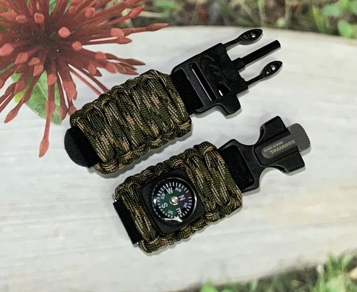 Compass Paracord Survival Watch Band 20 22 Mm Coyote Brown Green