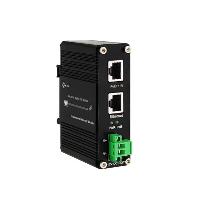 PoE Splitter 12V 802.3bt Compliant Gigabit Port, Industrial 10/100/1000Mbps I...