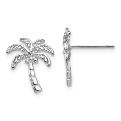 Echte 14kt Weißgold Palme Ohrstecker