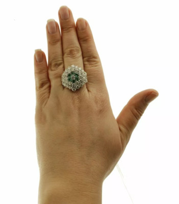Astonishing Cluster Ring With Hexagonal White lab Created Diamond Flower Pattern