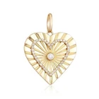 14K Gold Diamond Accented Radiating Heart Necklace Charm