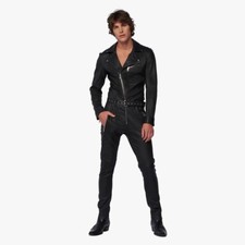 Mens fall Winter Jumpsuit Catsuit Pure Lambskin Leather Biker Jumpsuit All Sizes