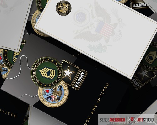 Customizable US Army Master Sergeant 5X7 Invitation Template DIGITAL DOWNLOAD - Picture 2 of 3