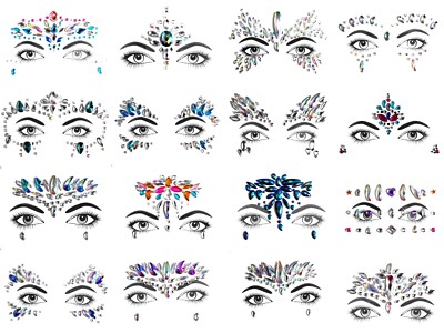 Gesichts Aufkleber Edelsteine Glitzer Steine Körper Face Tattoo Strass Steine