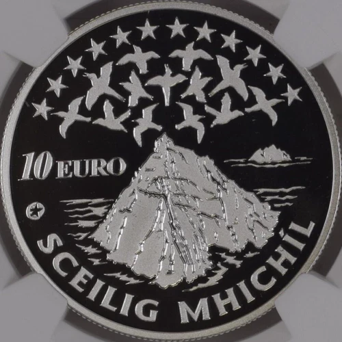 IRELAND. 2008, 10 Euro, Silver - NGC PF69 - Top Pop 🥇 Skellig Michael Island