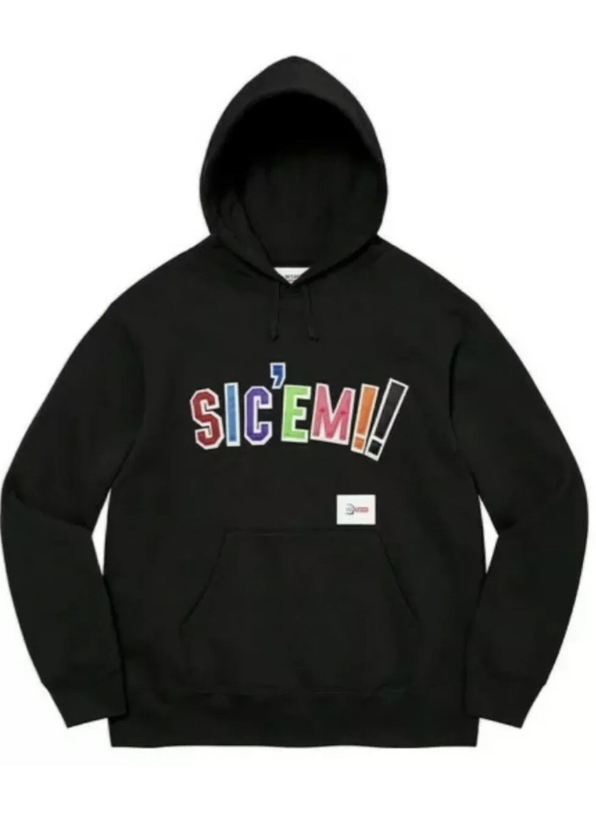 Supreme WTAPS “SIC'EM!” Hoodie Hooded Sweatshirt Black Mens Supreme WTAPS “SIC'EM!” Hoodie Hooded Sweatshirt Black Mens