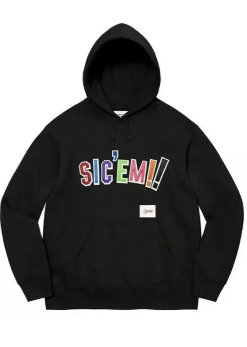 Supreme WTAPS “SIC'EM!” Hoodie Hooded Sweatshirt Black Mens Small