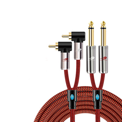 Hifi Audio Cable 6.35mm to RCA for Mixer Console Amplifier Jack Braided Cable