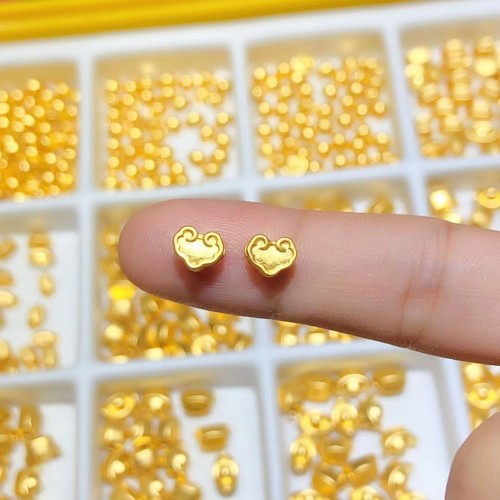 1pcs Pure 999 24K Yellow Gold Women Lucky Ruyi Bead Pendant 0.1g - Picture 5 of 11