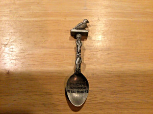 Vtg Souvenir Spoon Pewter National Aquarium Baltimore , made in England,4” BIRD