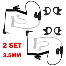 2-Set 3.5mm Listen Only Acoustic Tube Headset Earpiece For Motorola & Earmold