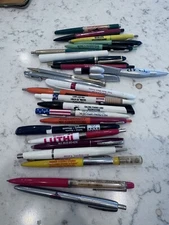 Lot of 25 VTG Midwest Oil Mabels Conoco Farmers Denmark Ballpoint Pens