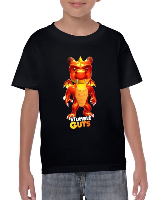 Maglietta di Stumble Guys bambino bambina skin Inferno dragon t-shirt nera Maglietta di Stumble Guys bambino bambina skin Inferno dragon t-shirt nera