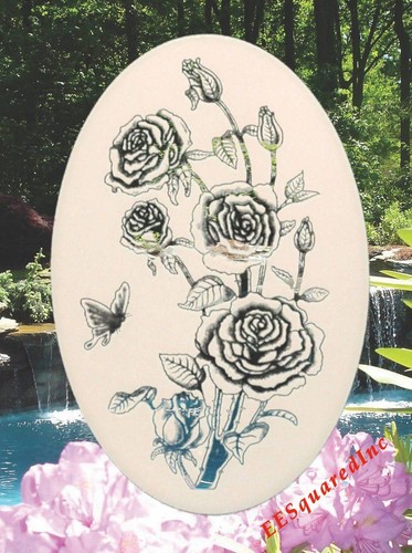 Roses Static Cling Window Decal OVAL 10x16 Sliding Glass / Shower Doors Decor - Picture 2 of 8