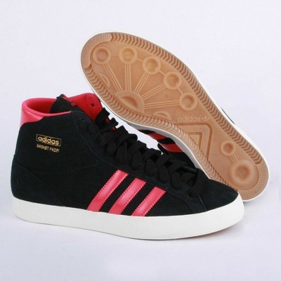 black adidas shoes with pink stripes