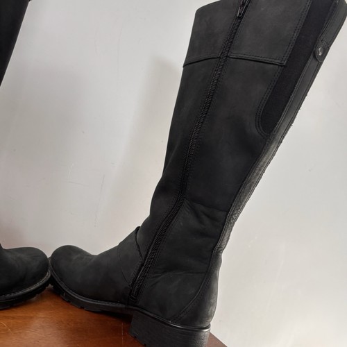 Clarks Boots Knee High Black Flat Buckle Nubuck Comfort Zip Up Size UK 5 - Picture 12 of 15