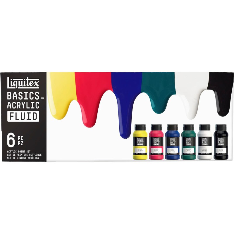 Peinture acrylique Liquitex Basics Acrylic Fluid coffret de 6 flacons de 118ml