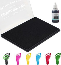 5"x4'' Large Ink Pad Washable Stamp Ink Pad for Baby Footprint Handprint with 30