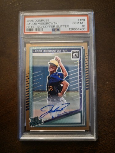 Jacob Misiorowski [Copper Glitter Optic Signature] #128 2025 Panini Donruss card