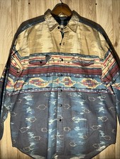 Vintage Western Plains Trading Men  s XL Aztec Southwestern Print Long Sleeve