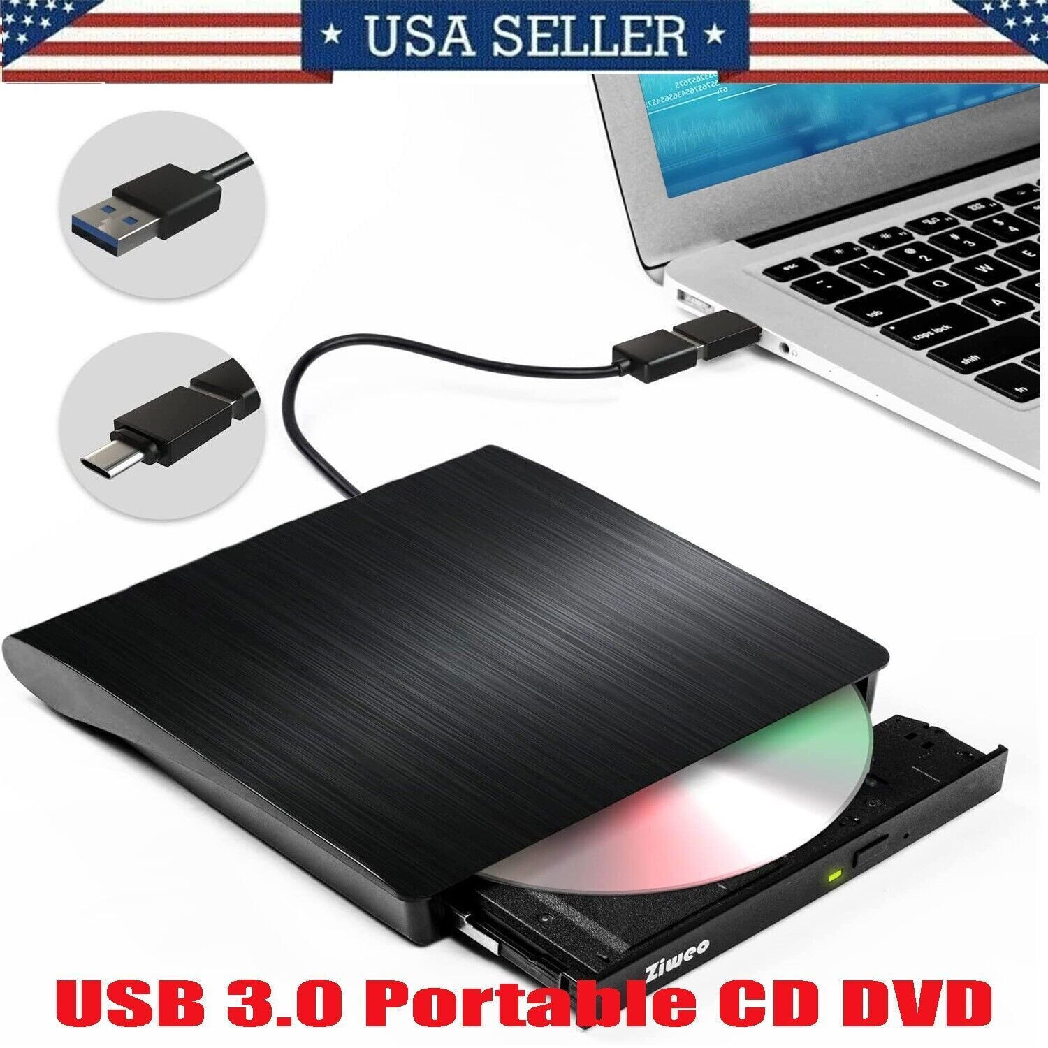Portable USB 3.0 External DVD Drive Burner for Laptop PC-image