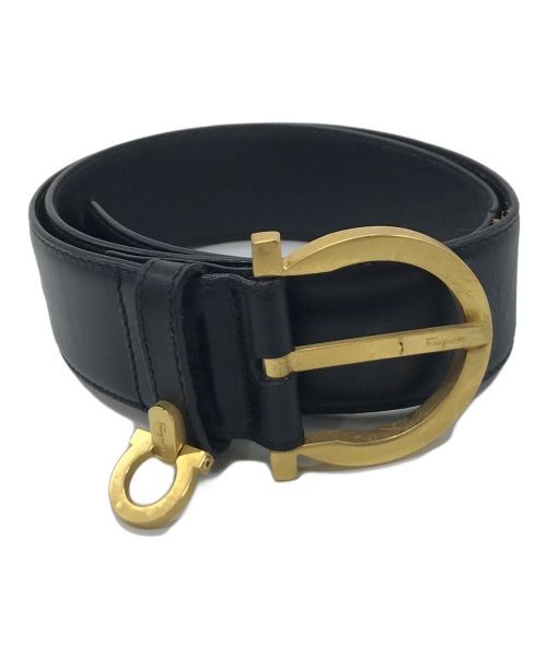 Gancini Embroidered Leather Belt with Signature Buckle