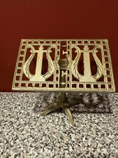 Vintage Brass? Lyre Design Miniature Music Book Stand Recipe Holder Stand SH3