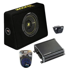 Kicker 44TCWC104 10" CompC Subwoofer Enclosure, CXA800.1 Amp & Bass Remote Knob