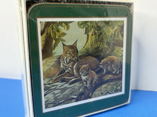 VINTAGE English Life Six Cork Coasters, Made in England, TIGER & Cubs - Picture 9 of 13