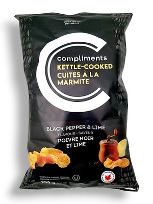 Compliments Kettle-Cooked Black Pepper & Lime Chips - 200g (7.1oz)