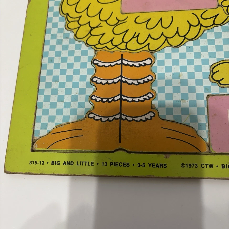 Rompecabezas vintage Playskool Plaza Sésamo Big Bird & Little Bird 13 piezas 1973 Foto 2 de 2