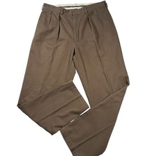 VTG Polo Ralph Lauren Andrew Pants Mens 36x32 Brown Pleated Chino Trousers