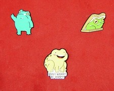3 Frog Enamel Pins Rubber Pin Backer Broach Aprox. 1"  FR1