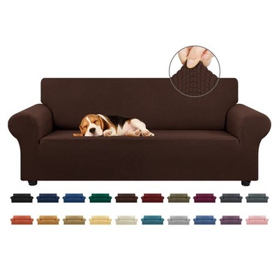 Stretch Sofa Cover for 3 Cushion Couch, Pet & Kid Friendly, Elastic Bottom, L...