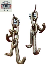 2 PIECE R J T RTJ RJT Frame CHAIN HOOKS Auto Body Repair Tie Down Body Tool tow