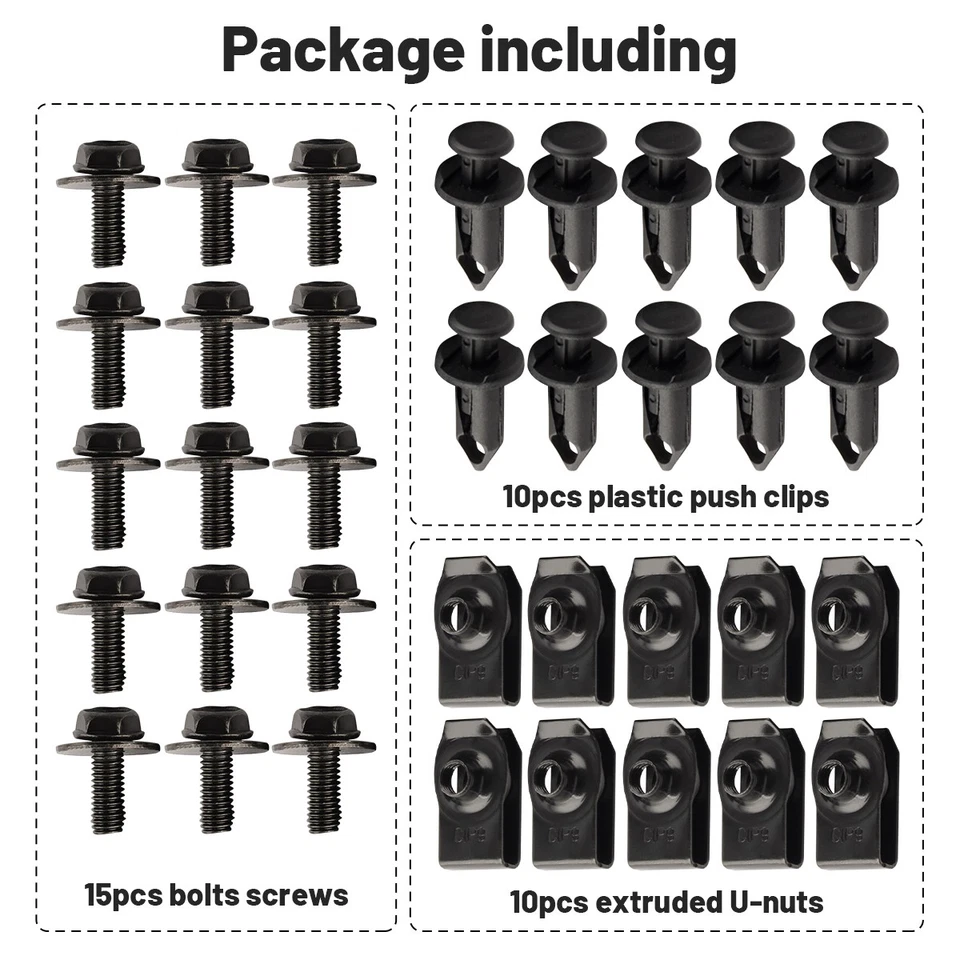 35pc For Toyota Body Bolts U-nut Clips M6 Engine Under Cover Splash Shield Guard - Imagem 2 de 4