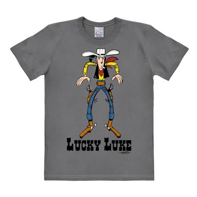 100% Baumwolle Logoshirt  Easy Fit Lucky Luke Cowboy T-Shirt (Grau) - XXL