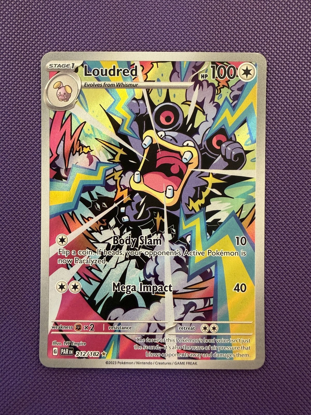Loudred 212/182 Paradox Rift Illustration Rare Pokemon Card NM