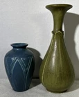 Rookwood Pottery Bud Vase Lot Of 2 Vases Ceramic #381 Green XX 24 Blue