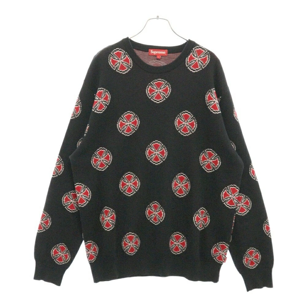 Pull Supreme taille L 15Aw croix indépendant tricot couleur noir Fkw76
