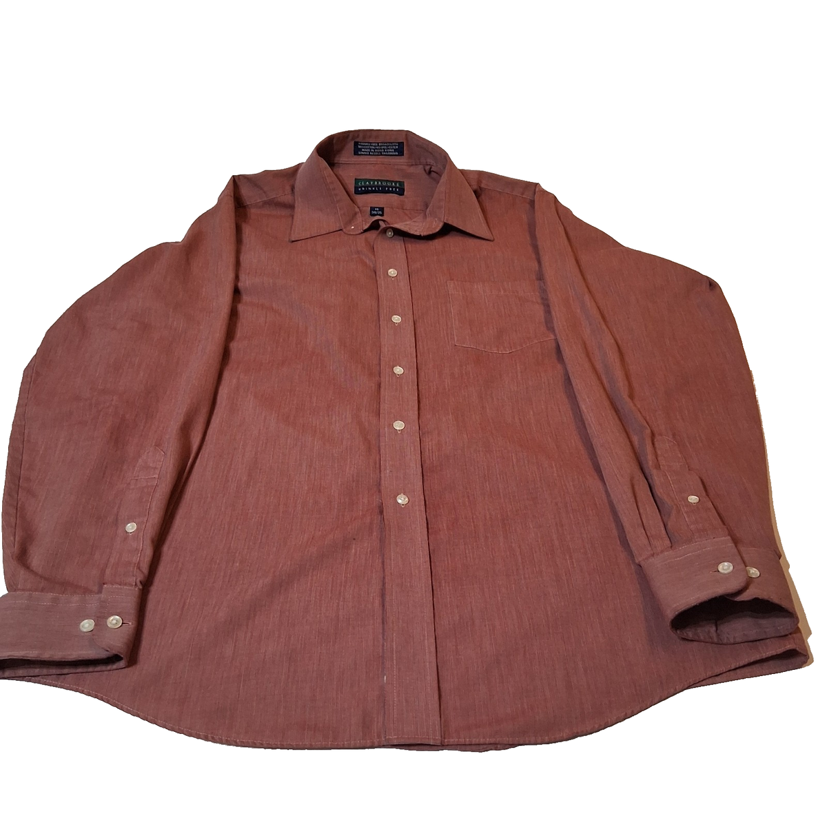 claybrooke dress shirts Vtg Claybrooke Wrinkle Free Grayish Burgundy Button Up Shirt LARGE (16  34/35)