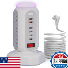 Power Strip Tower: 15 AC Outlets, 6 USB, Surge Protector, Nightlight