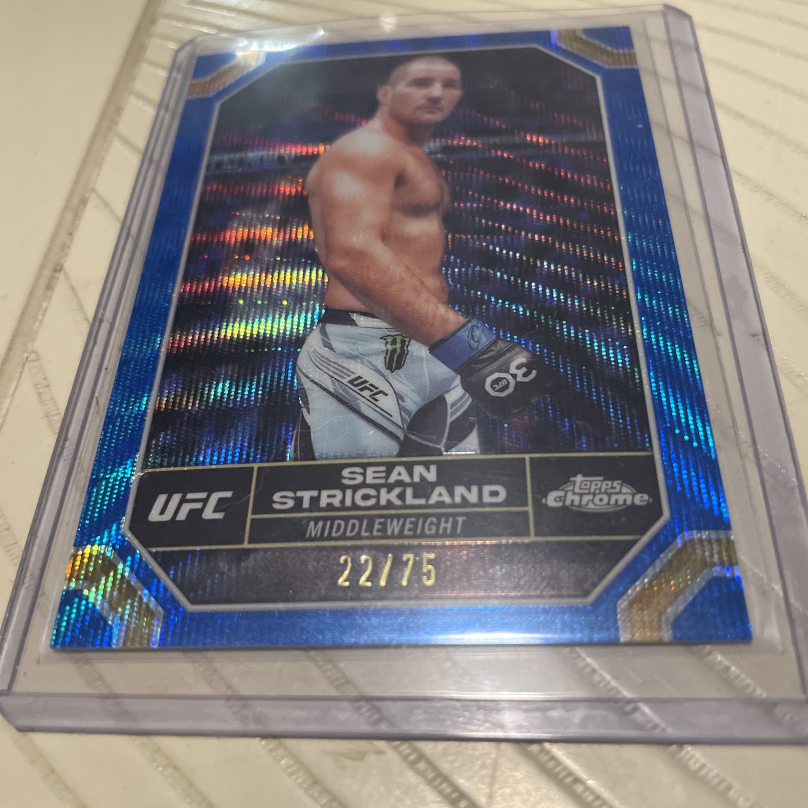 2024 Topps Chrome UFC - Sean Strickland #174 Blue Wave Refractor 22/75 